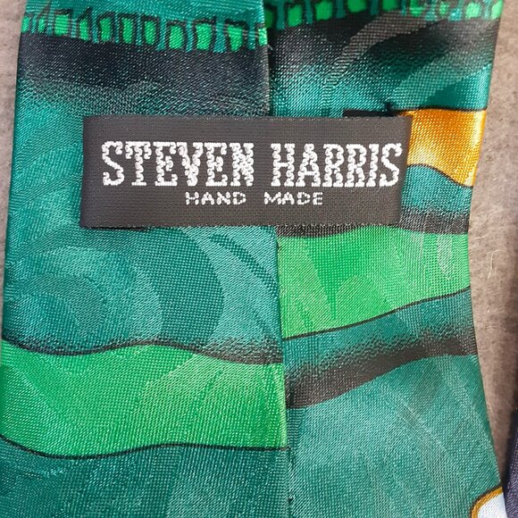 Vintage Golf Tie Steven Harris Handmade in Korea 56 in Long Dad Gift Funny Tie - Picture 6 of 9